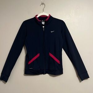 Nike Girls Full Zip Track Jacket Navy & Pink Size Large